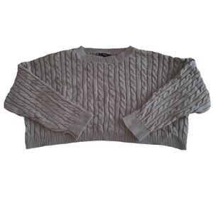Forever 21 3D Cable Knit Cropped Sweater Gray XL